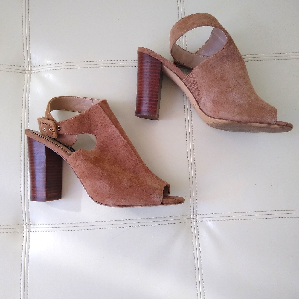 Tan Suede High Heel Sandals
